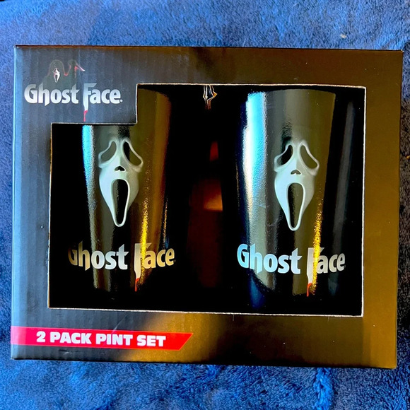 Ghost Face 2 pack pint glass set The Icon of Halloween new in box - Picture 1 of 6